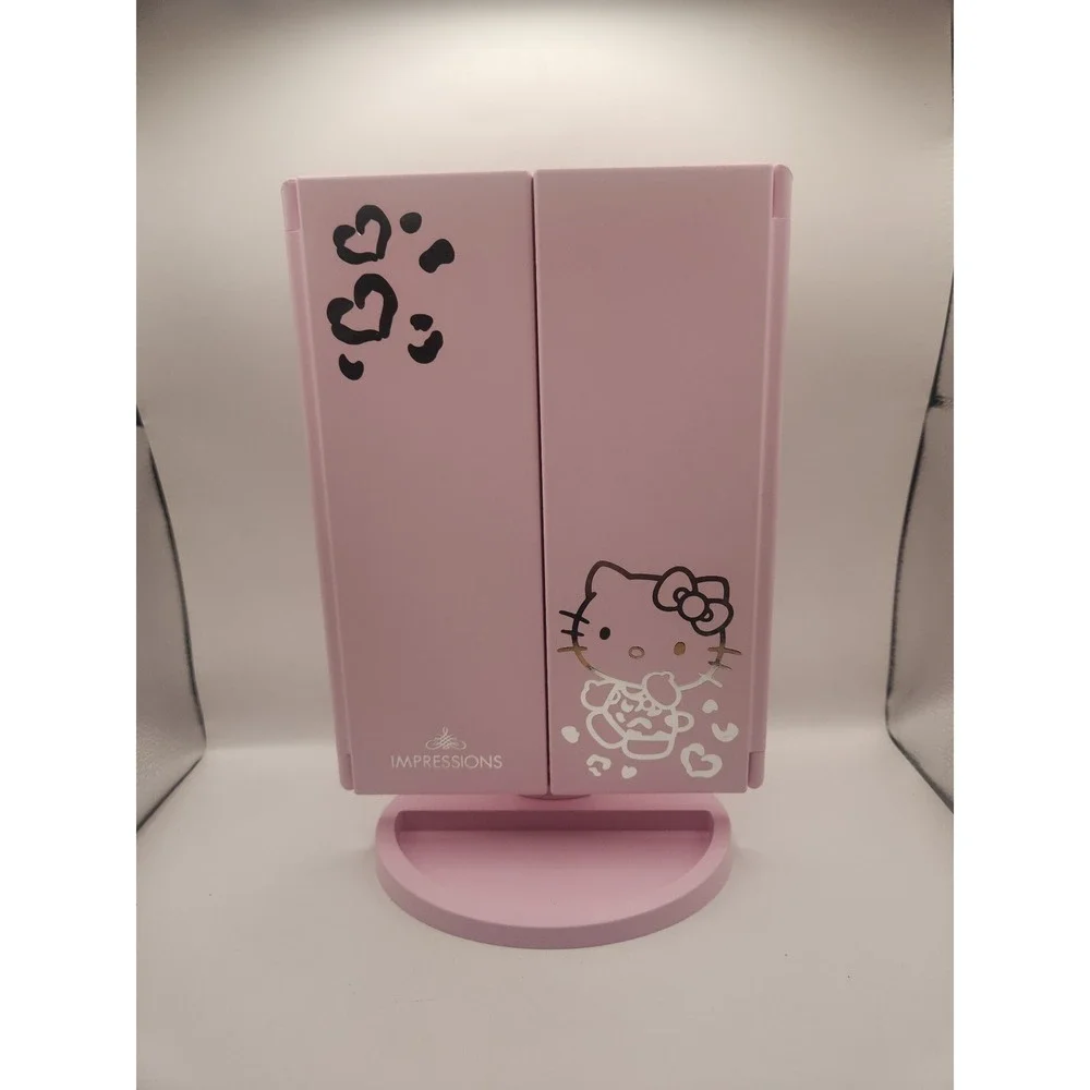 Hello Kitty Pink Impressions 2021 Tri-Fold LED Makeup Vanity Mirror Collectible